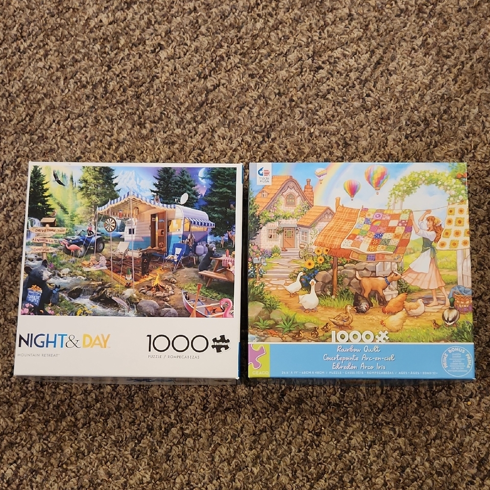 Night & Day and Rainbow Quilt 1000 Piece Puzzles